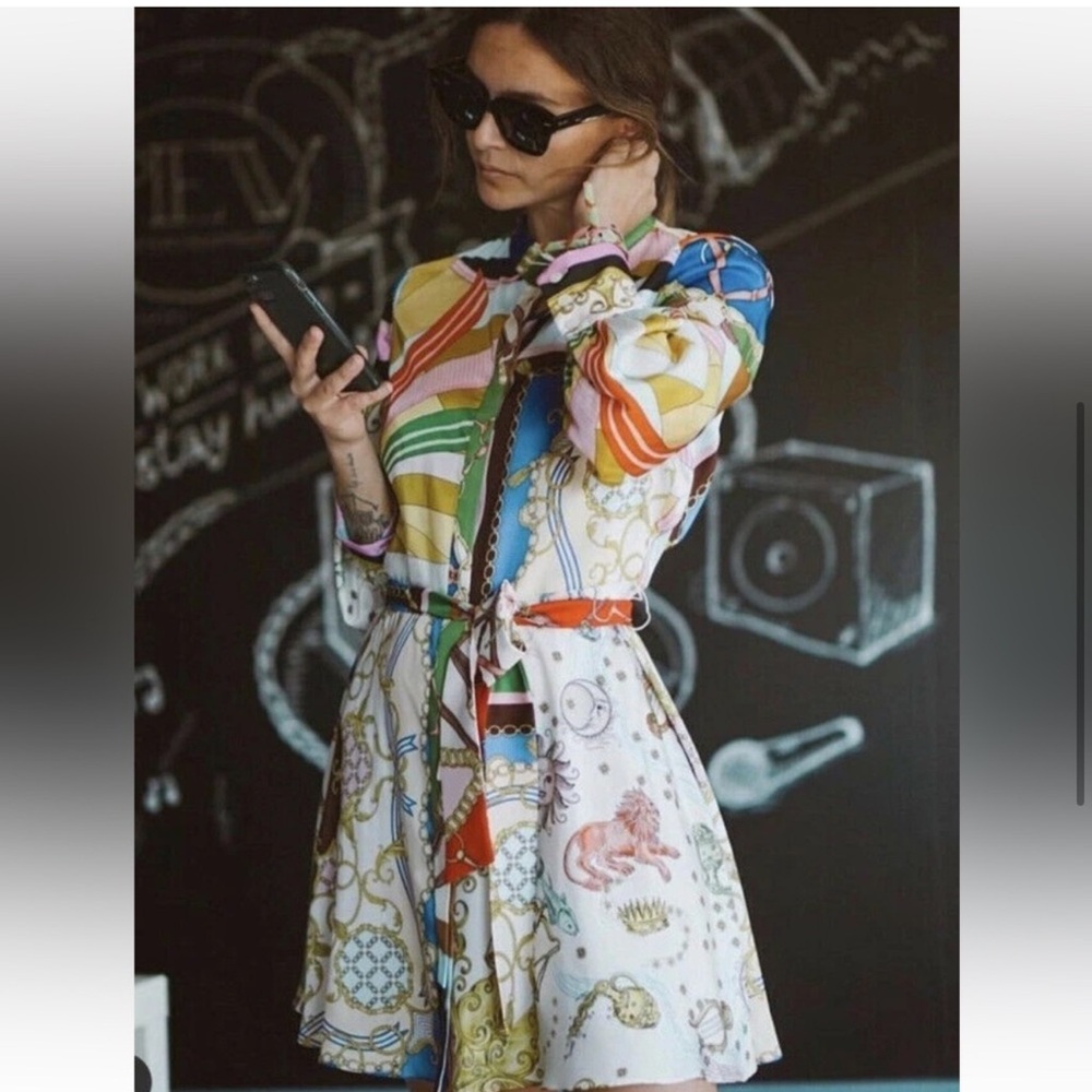 Zara Multicolor Long Sleeve Dress - Picture 2 of 15